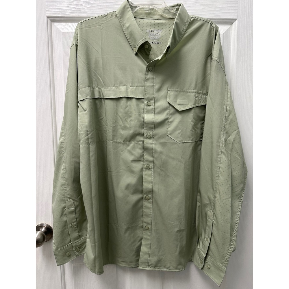 Huk Performance‎ Fabrics Vented Fishing Shirt Sage Green XL Men